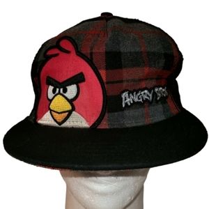 Angry Birds Red Black Plaid Snapback Hat. Youth OS